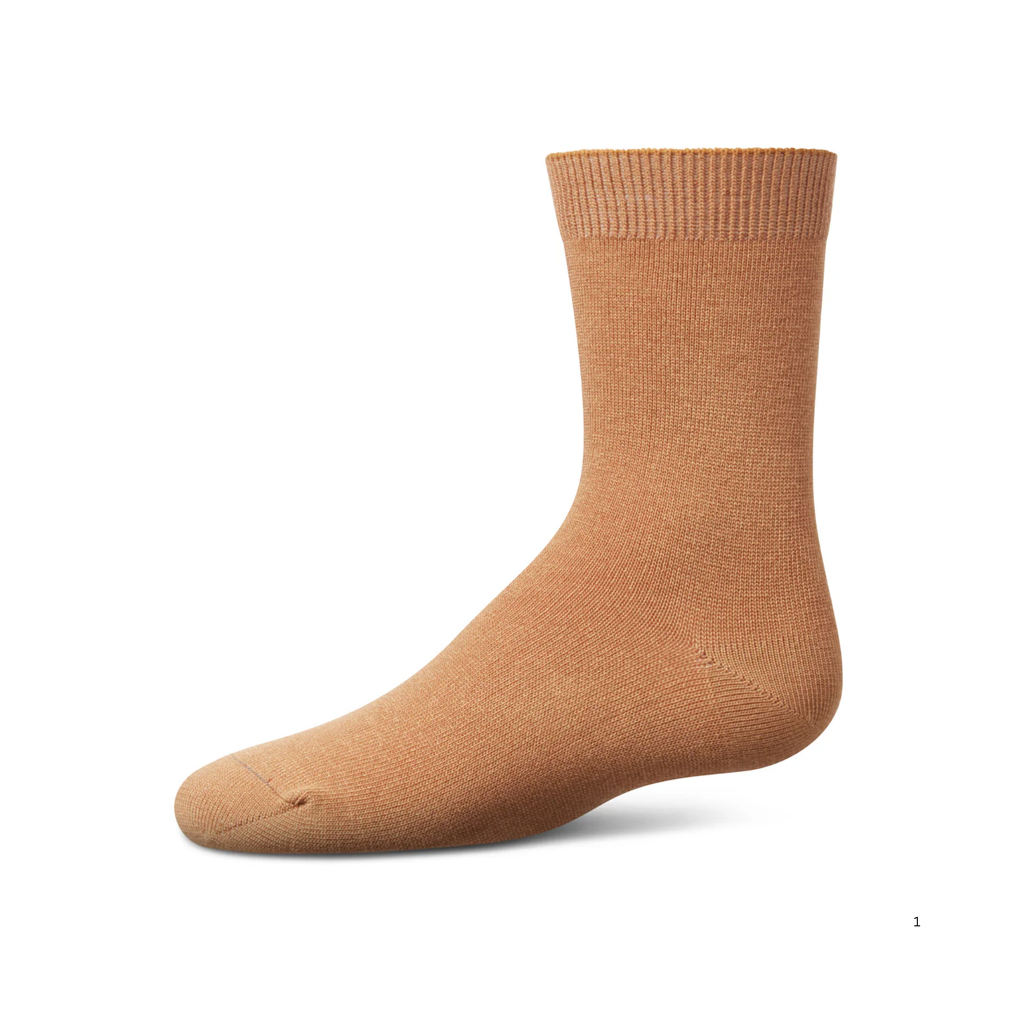 Memoi Toddlers and Kids Basic Soft Rayon from Bamboo Crew Socks Indian Tan - Mk-6166