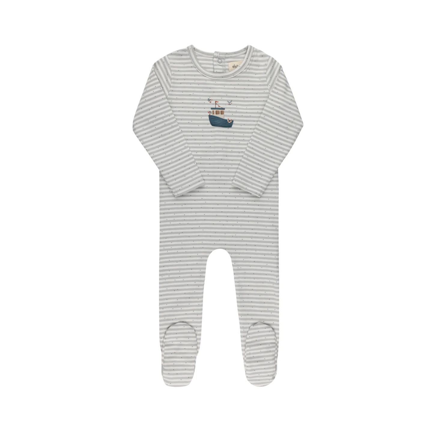 Ely's & Co Blue Nautical Stripe Footie