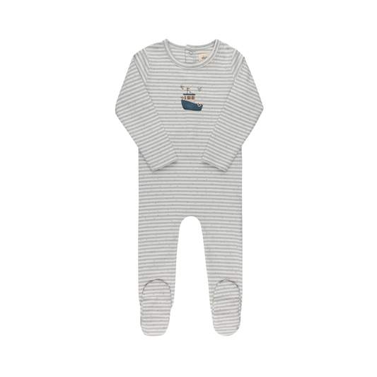 Ely's & Co Blue Nautical Stripe Footie