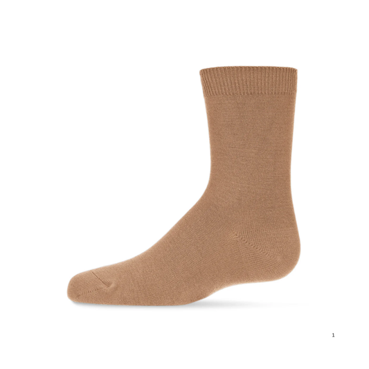Memoi Toddlers and Kids Basic Soft Rayon from Bamboo Crew Socks Camel - Mk-6166