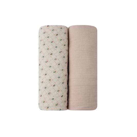 Ely's & Co Pink Floral Grid Blanket 2-Pack