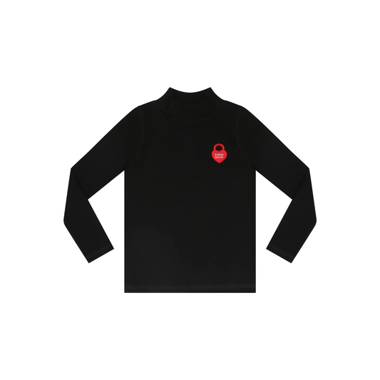 Little Parni Solid Mockneck Heart Top