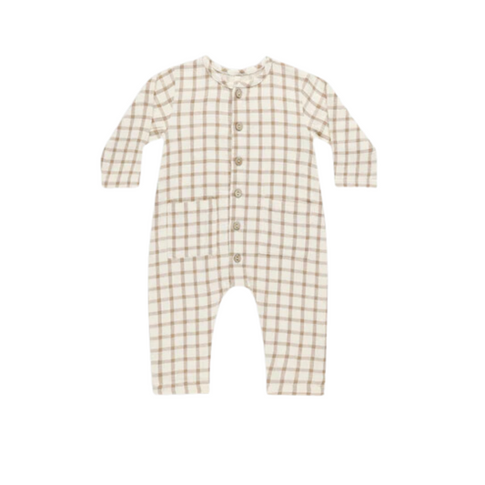 Quincy Mae Cinnamon Plaid Romper