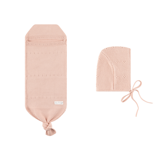 Peluche Pointelle Knit Cocoon + Beanie