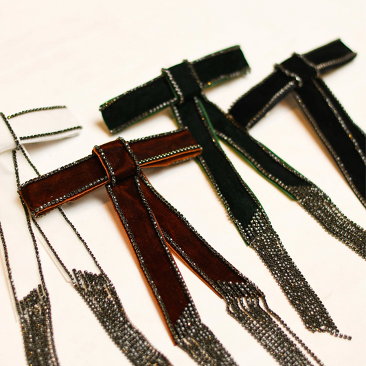 Nicsessories X Tiptoe Vintage Crystal Velvet Bow