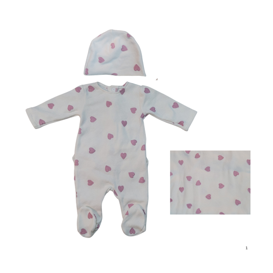 Latte Hearts  Embroidery Footie Set
