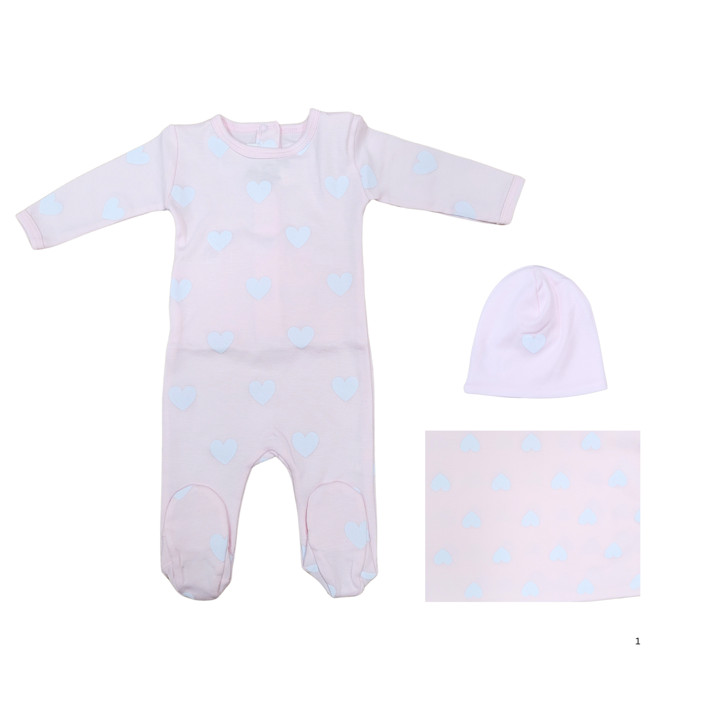 Tiptoe Baby Hearts Footie Set