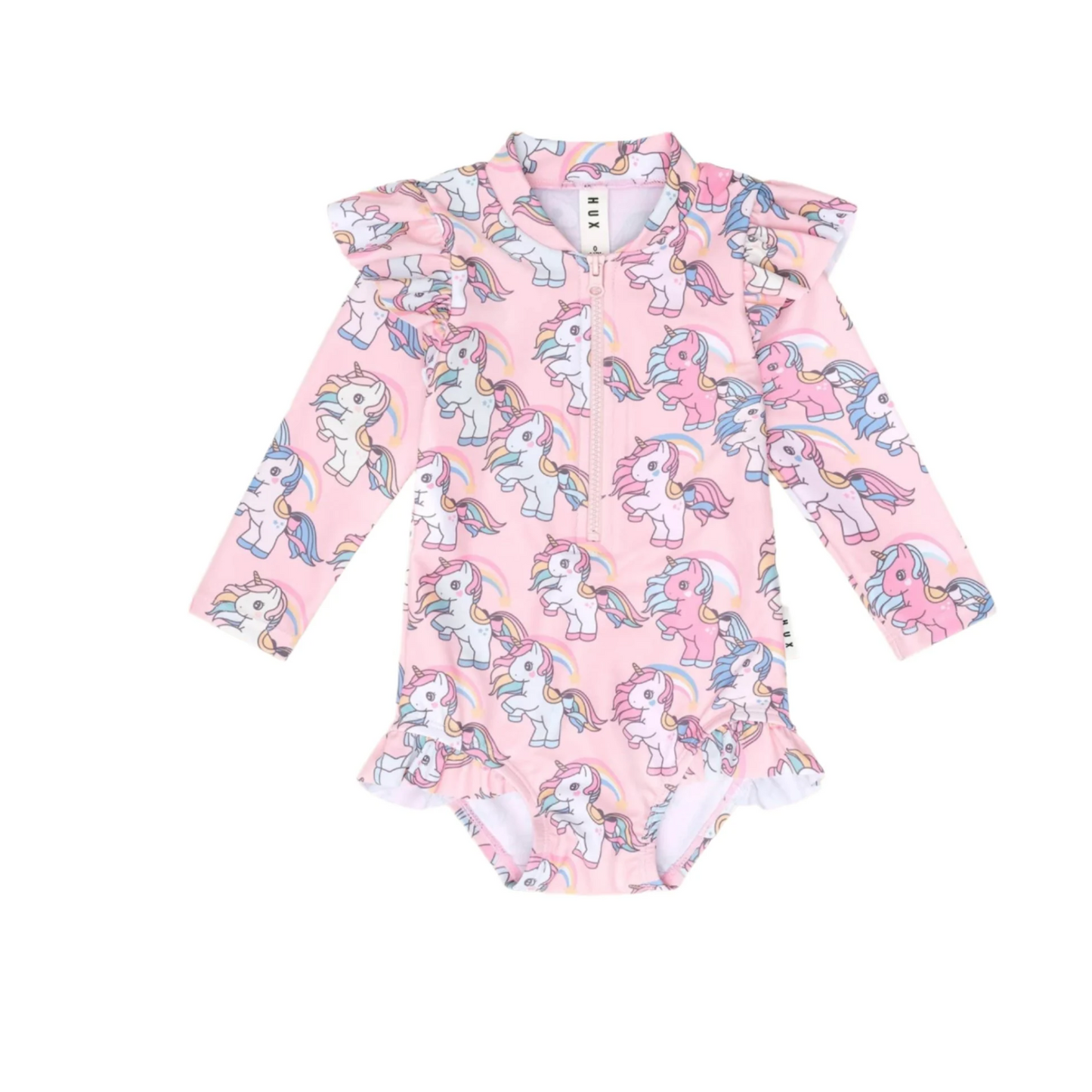 Huxbaby Rainbow Unicorn Zip Swimsuit