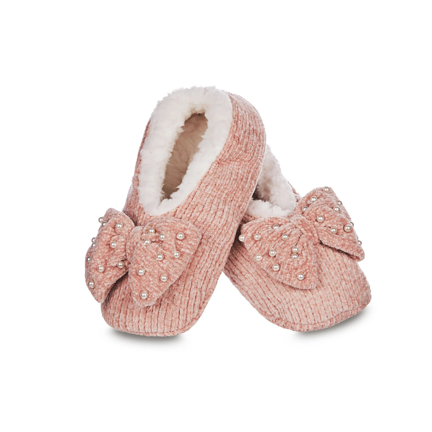 Memoi Precious Pearls Chenille Sherpa Lined Slippers