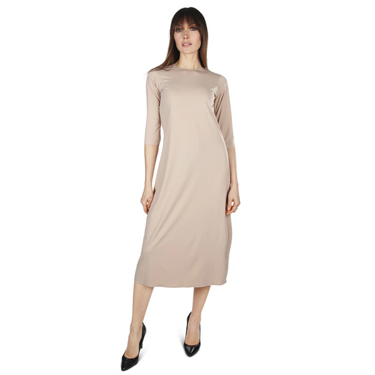 Memoi Womens Bonded Quarter Sleeve Slip Dress