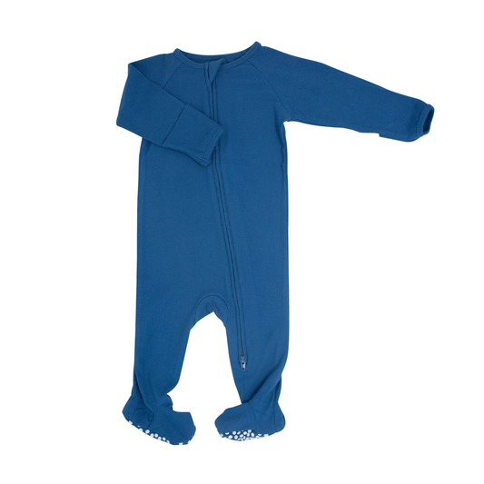 Sweet Bamboo Zipper Ribbed Boy Footie