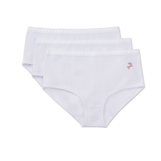 Memoi Girls 3 Pair Pack Ribbed Floral Bouquet Briefs