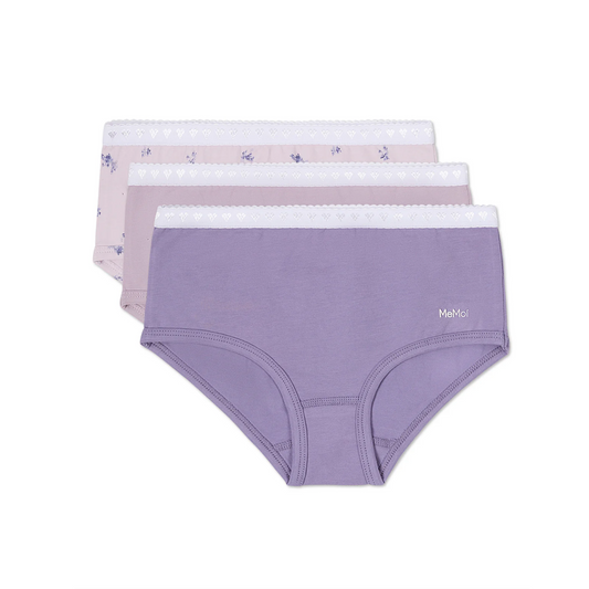 Memoi Girls 3 Pair Pack Lovely Lavender Floral Briefs