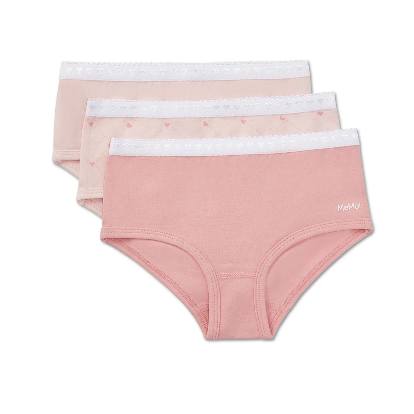Memoi Girls 3 Pair Pack Diamond Heart Multi Briefs