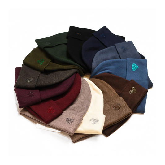 Nicsessories Luxe Crystal Heart Beanie