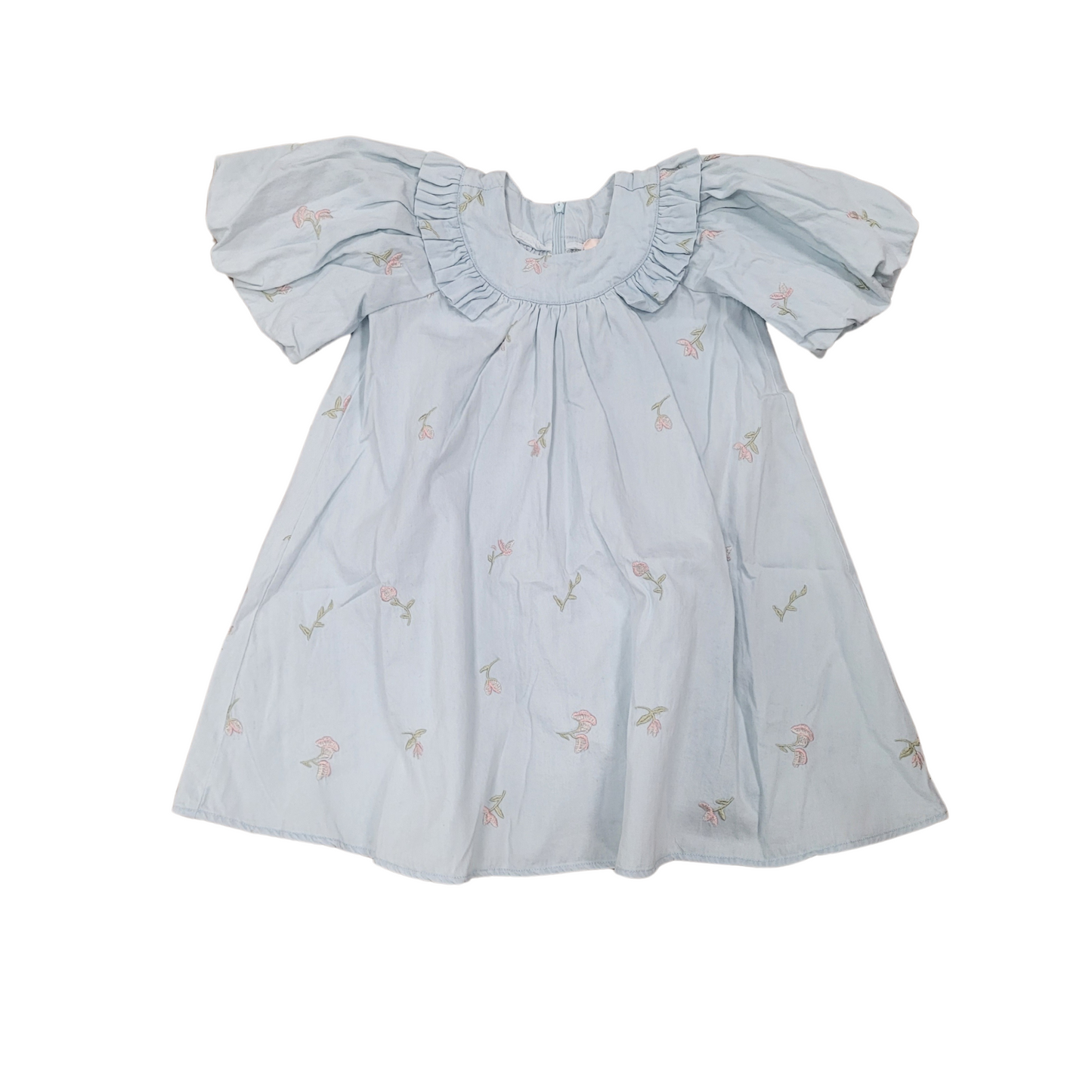Steph Embroidered Chambray Baydoll Dress
