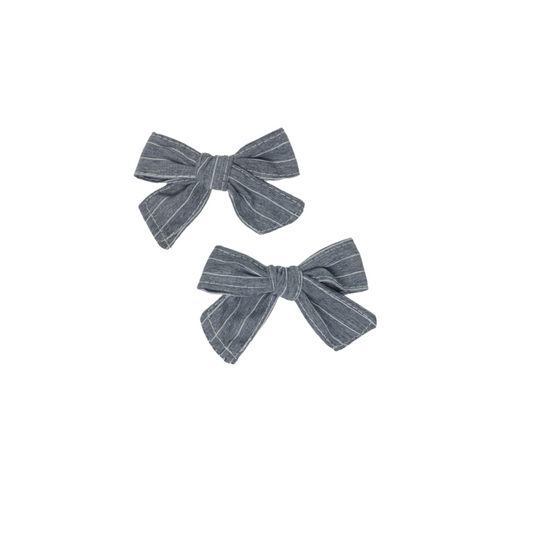 Bandeau Mini Bow Clip Set Pin Stripe