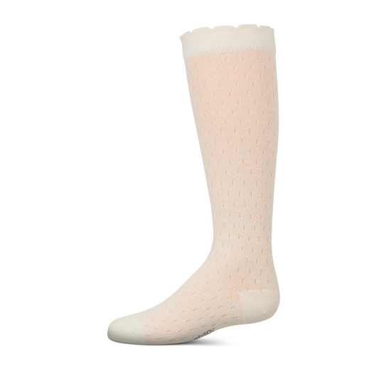 Memoi Drop Stich Scalloped Knee High