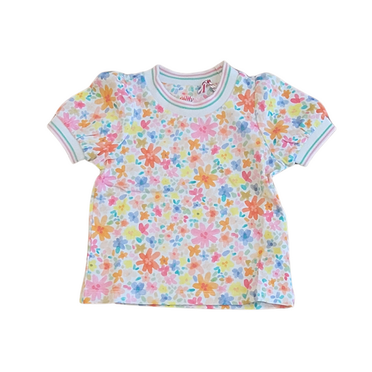 Oilily Puff Short Sleeve Allover Flowers Tee