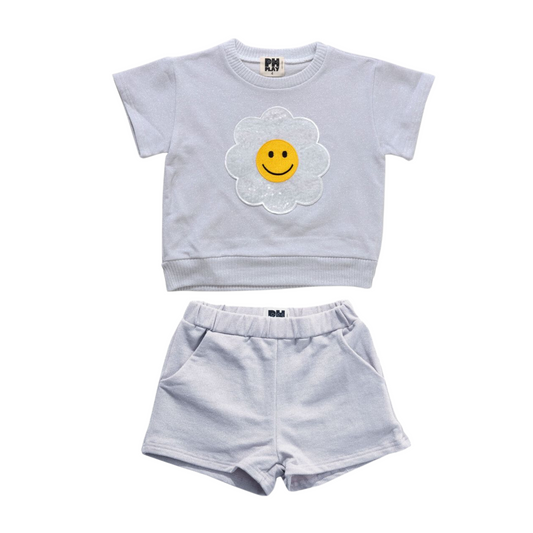 Petite Hailey Metallic Daisy Sweatshirt Set