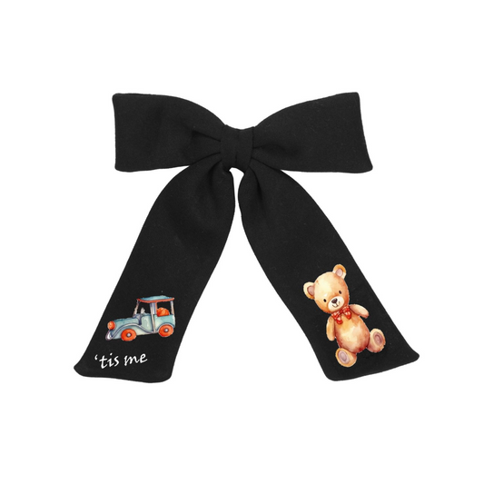 Tis Me Handsketched Print Linen Collection Bow Clip