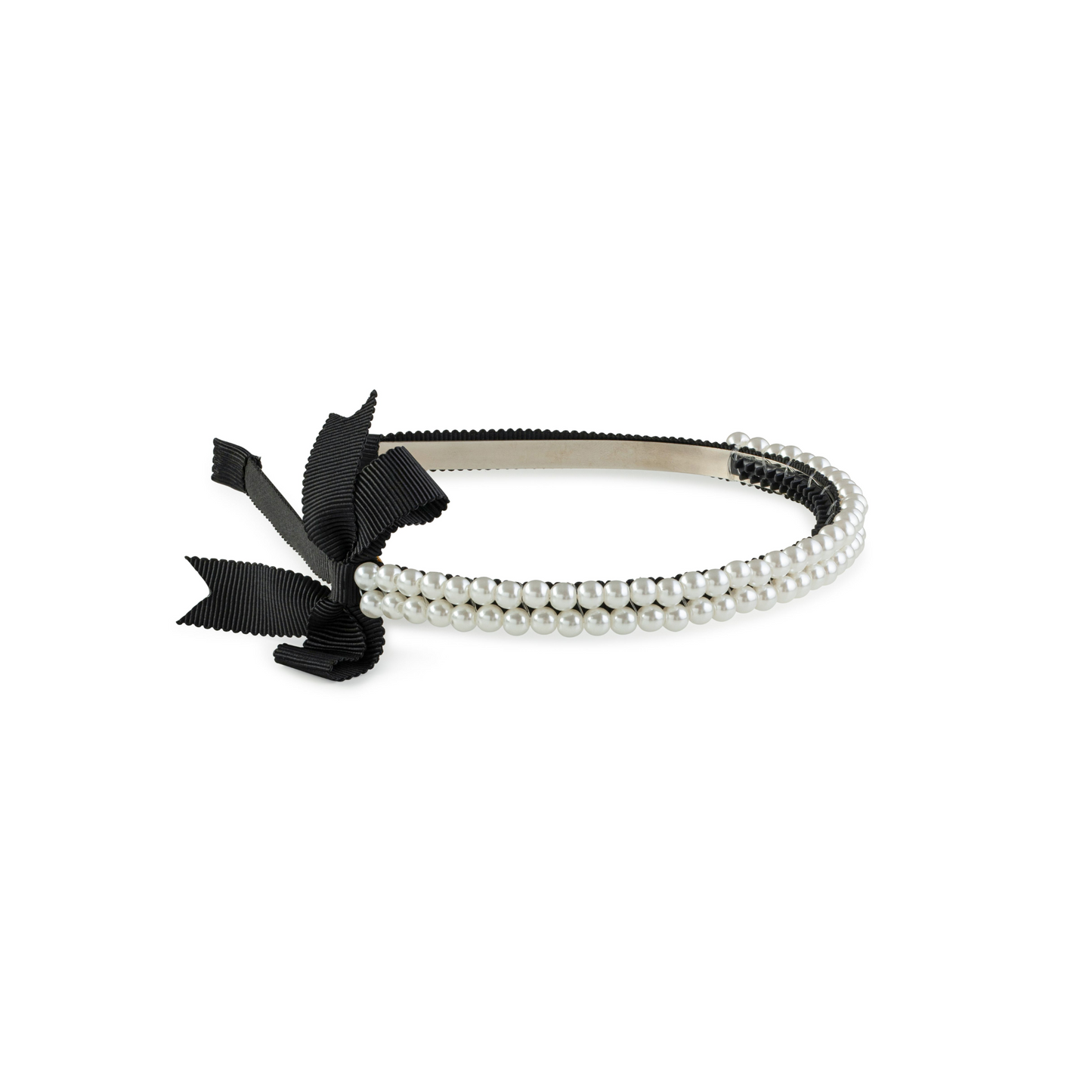 Halo Molly Double Strand Pearl Grosgrain Bow Headband