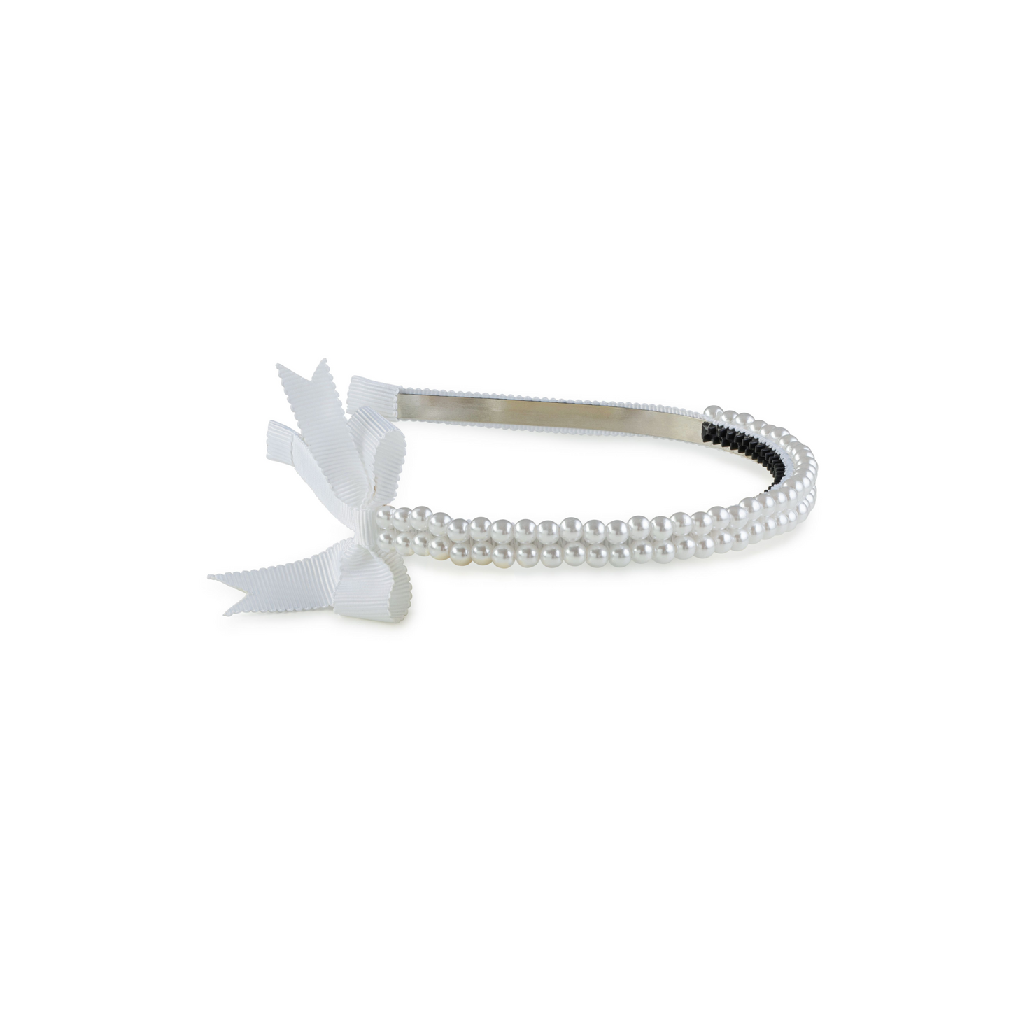 Halo Molly Double Strand Pearl Grosgrain Bow Headband