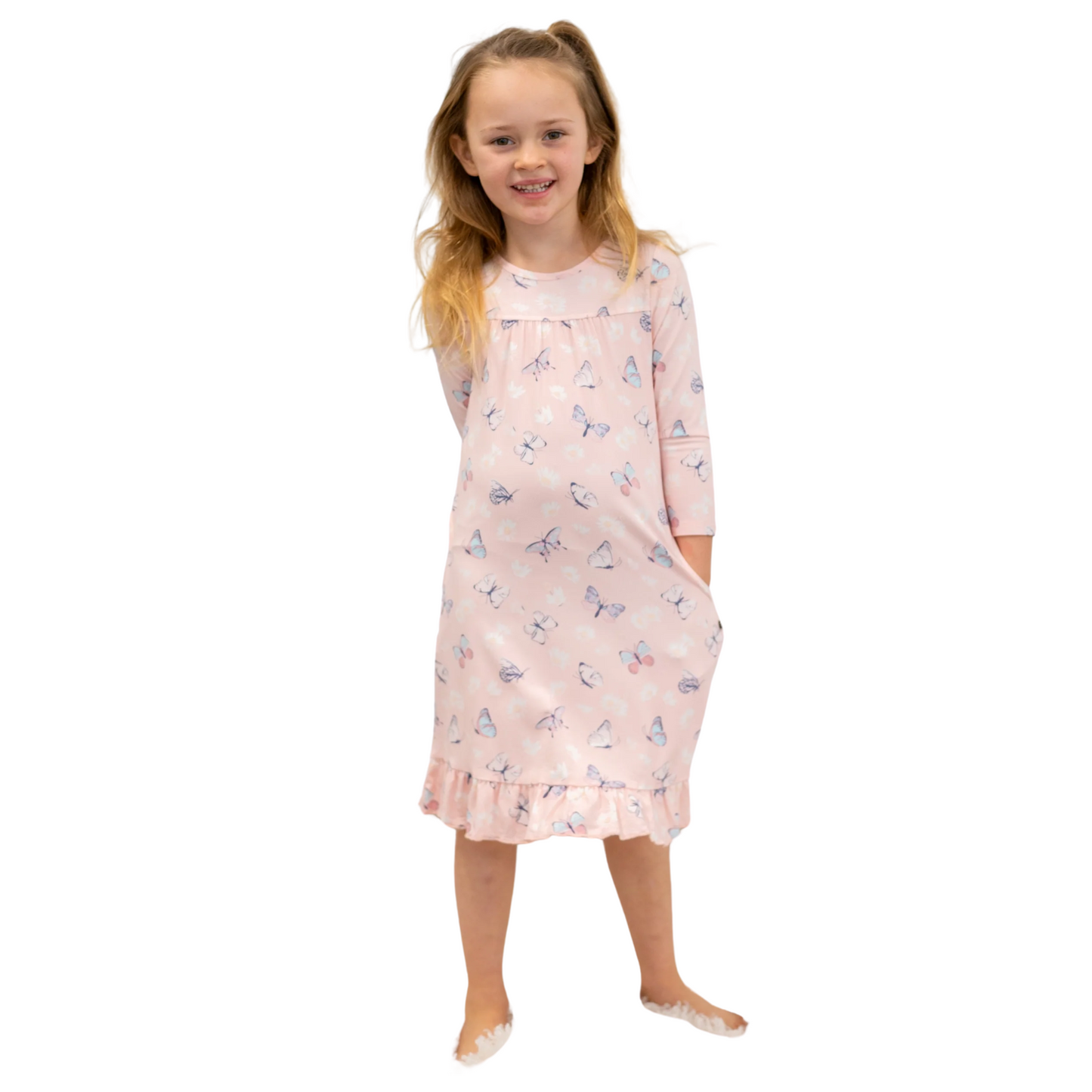 Sweet Bamboo Girl Butterfly Daisy Dress