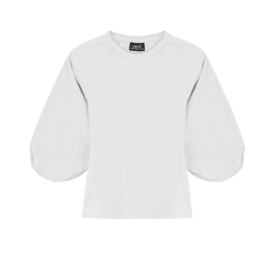 Kikio Jersey Girl Top With Cotton Woven Sleeves