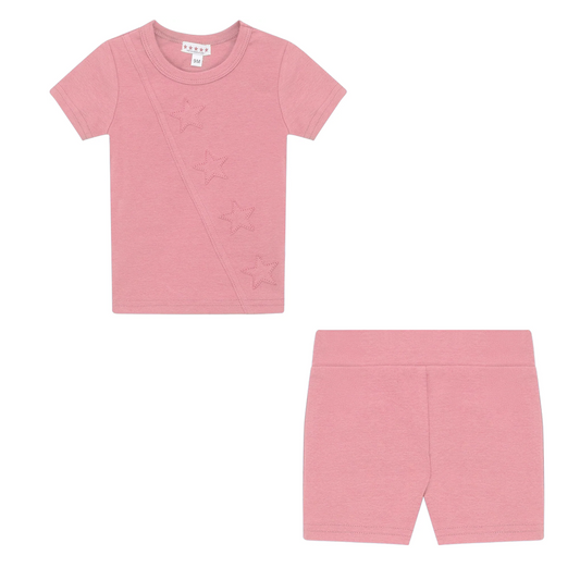 5 Stars  Girls Rib Short 2 PCS Set With Stars