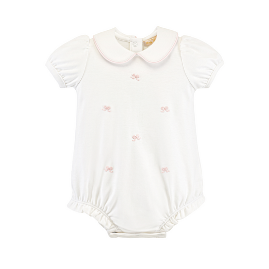 Baby Club Chic Hand Embroidered Girl Bubble with Round Collar