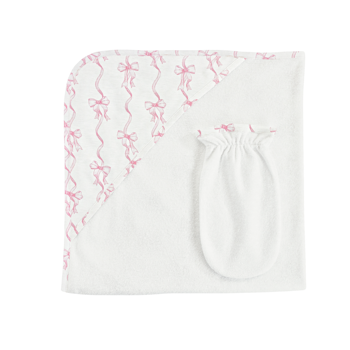 Baby Club Chic Coquette Bows Printed Girl Hooded Towel Set
