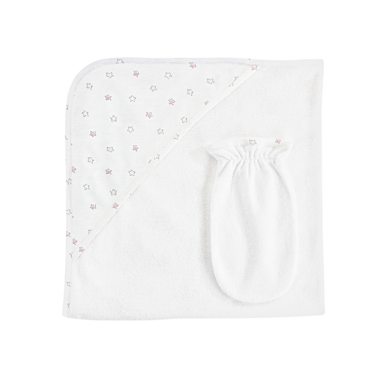 Baby Club Chic Little Stars Printed Girl Hooded Towel Set