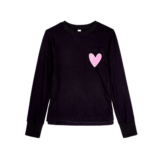 Memoi Pocket Heart Long Sleeve T-Shirt