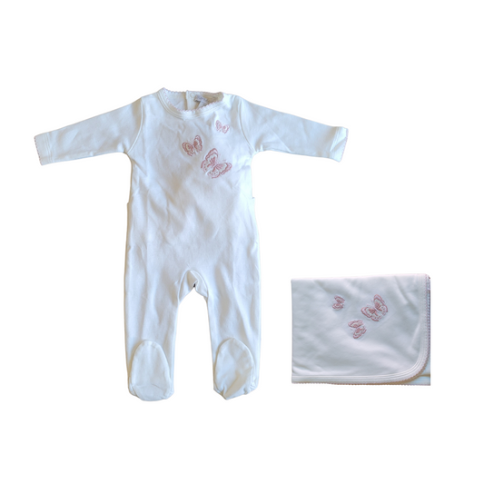 Chant De Joie Butterfly Embroidered Footie Set