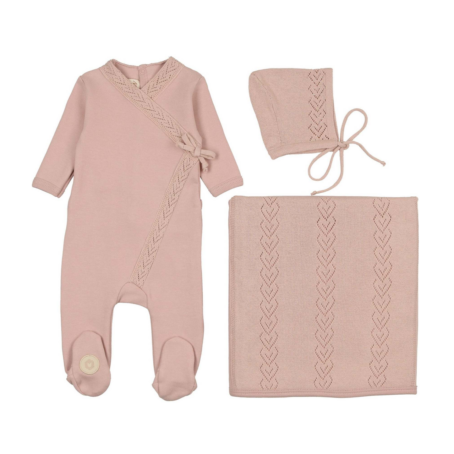 Mon Tresor Knit Twist Girl Footie Set