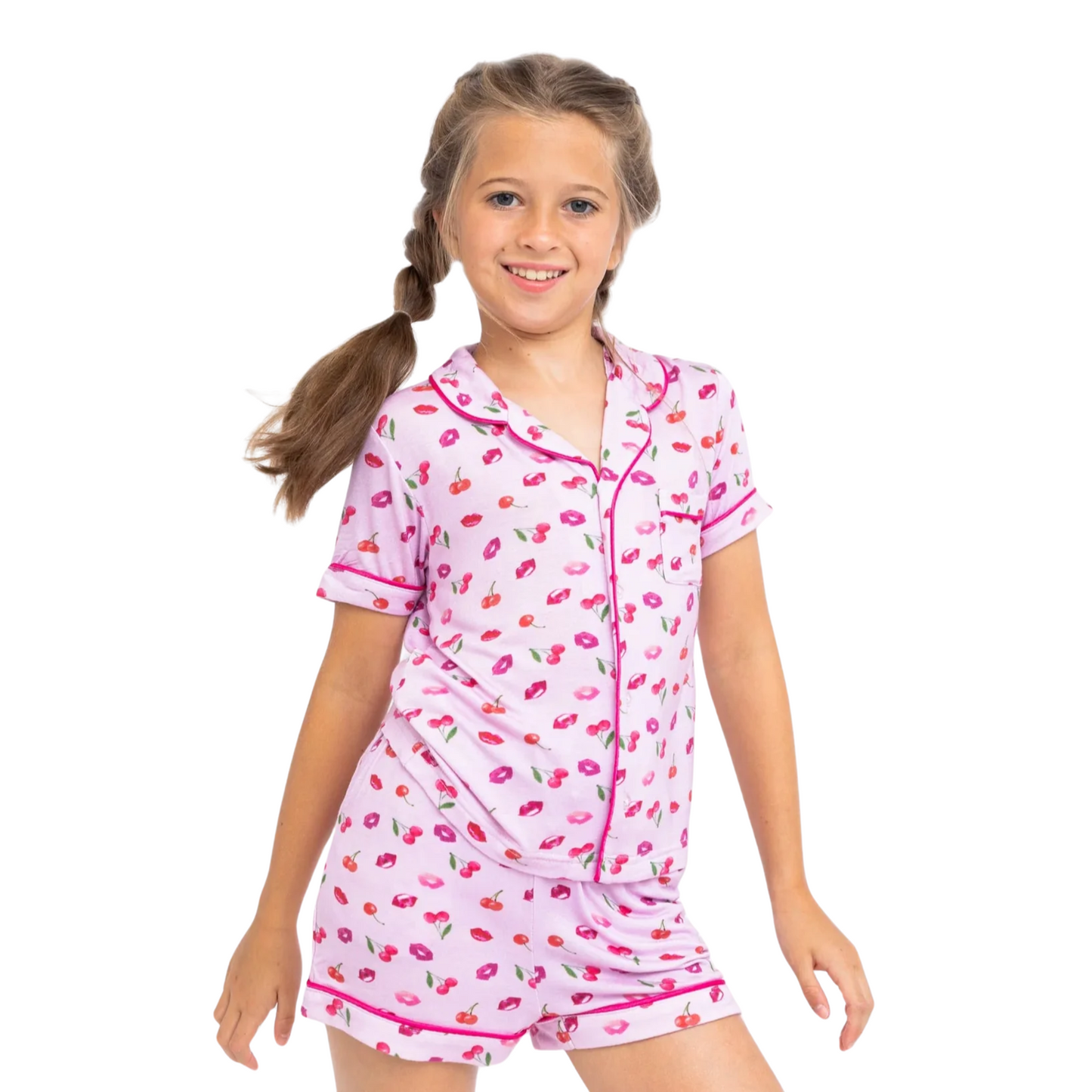 Preppy Goose Cherries and Lips Short Sleeve Pajama