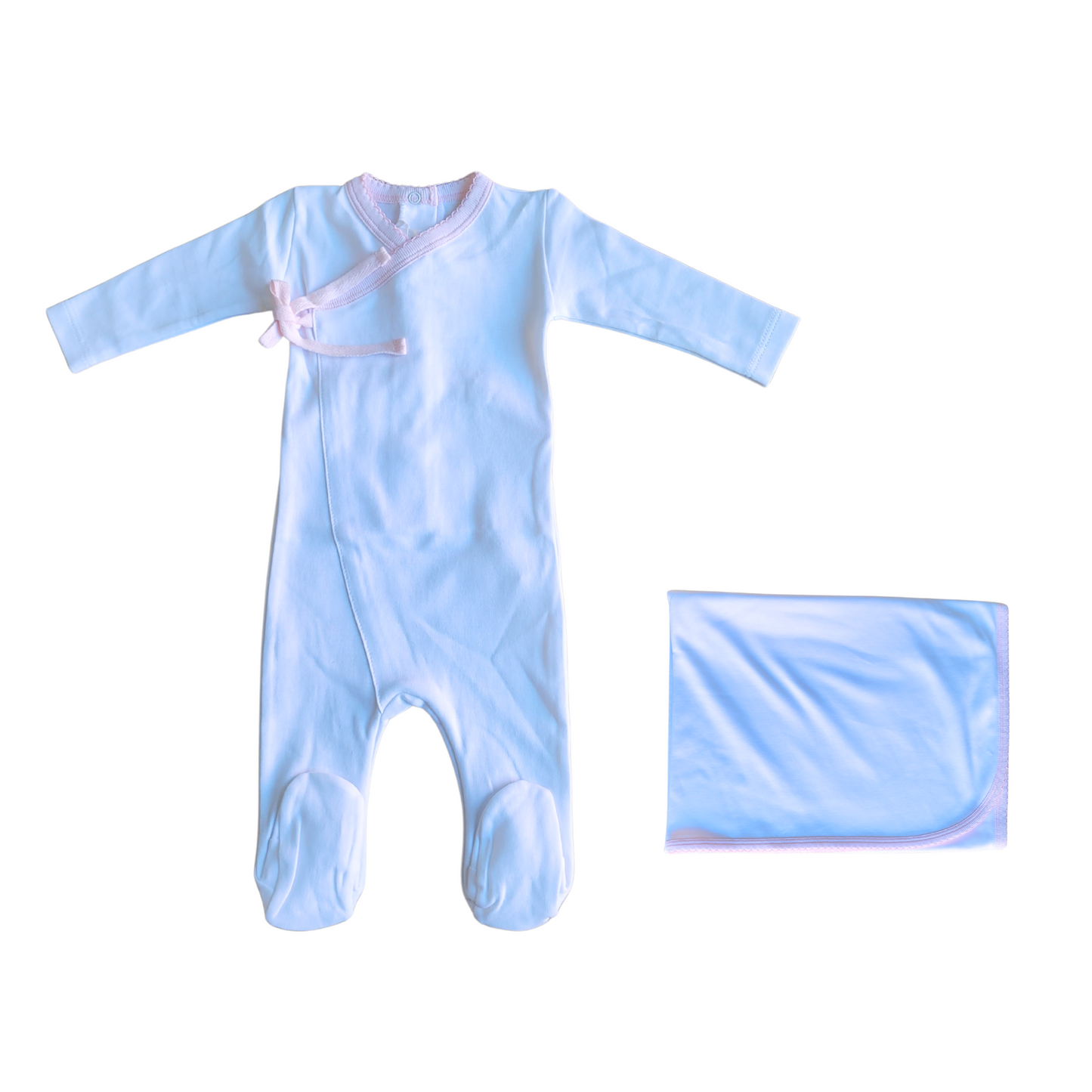 Tiptoe Baby Crossed Bow Girl Footie Set