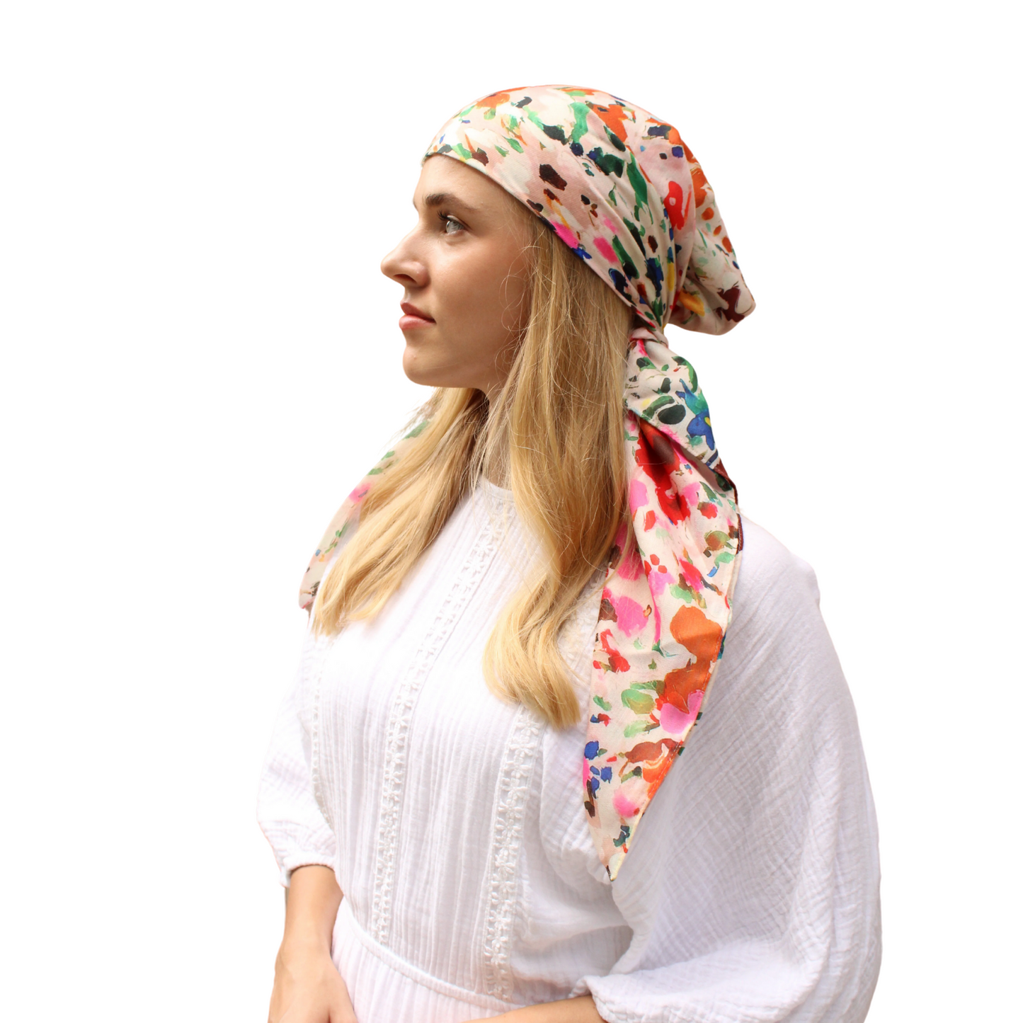 The Scarf Bar Splatter Paint Flower Headscarf 90x90