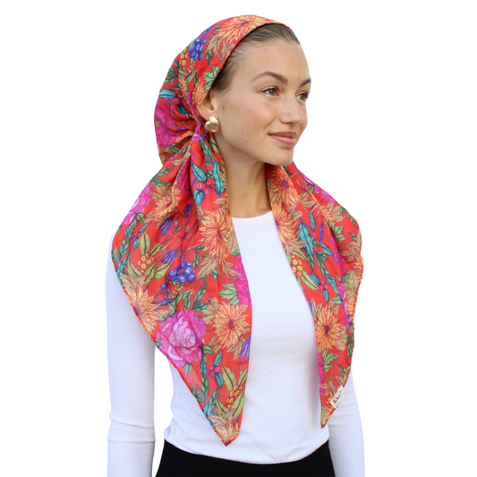 The Scarf Bar Classic Botanical Garden With Velvet Grip Headscarf