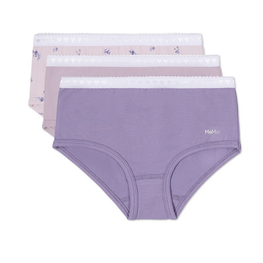Memoi Girls 3 Pair Pack Lovely Lavender Floral Briefs