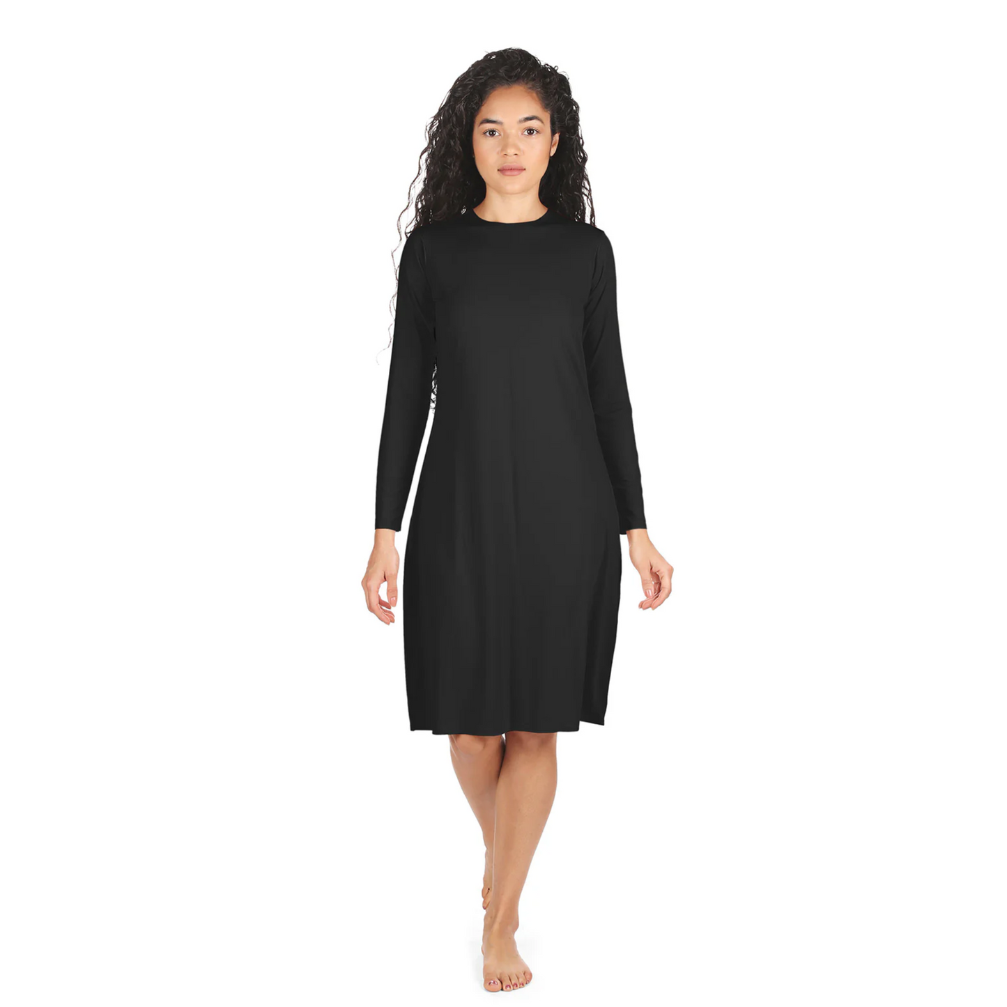 Collection Women`s Bonded Long Sleeve Slip Dress