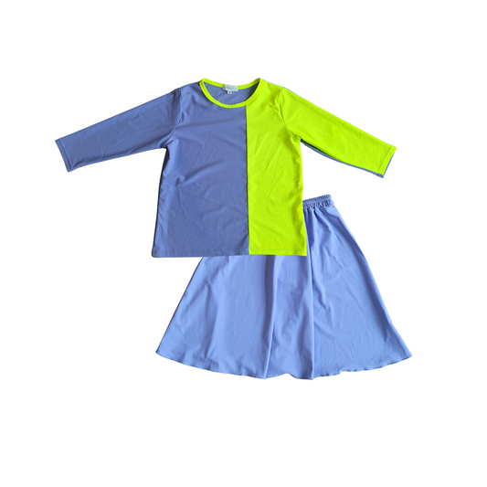 Waterwize Girls Swim Set With Two Tone Top