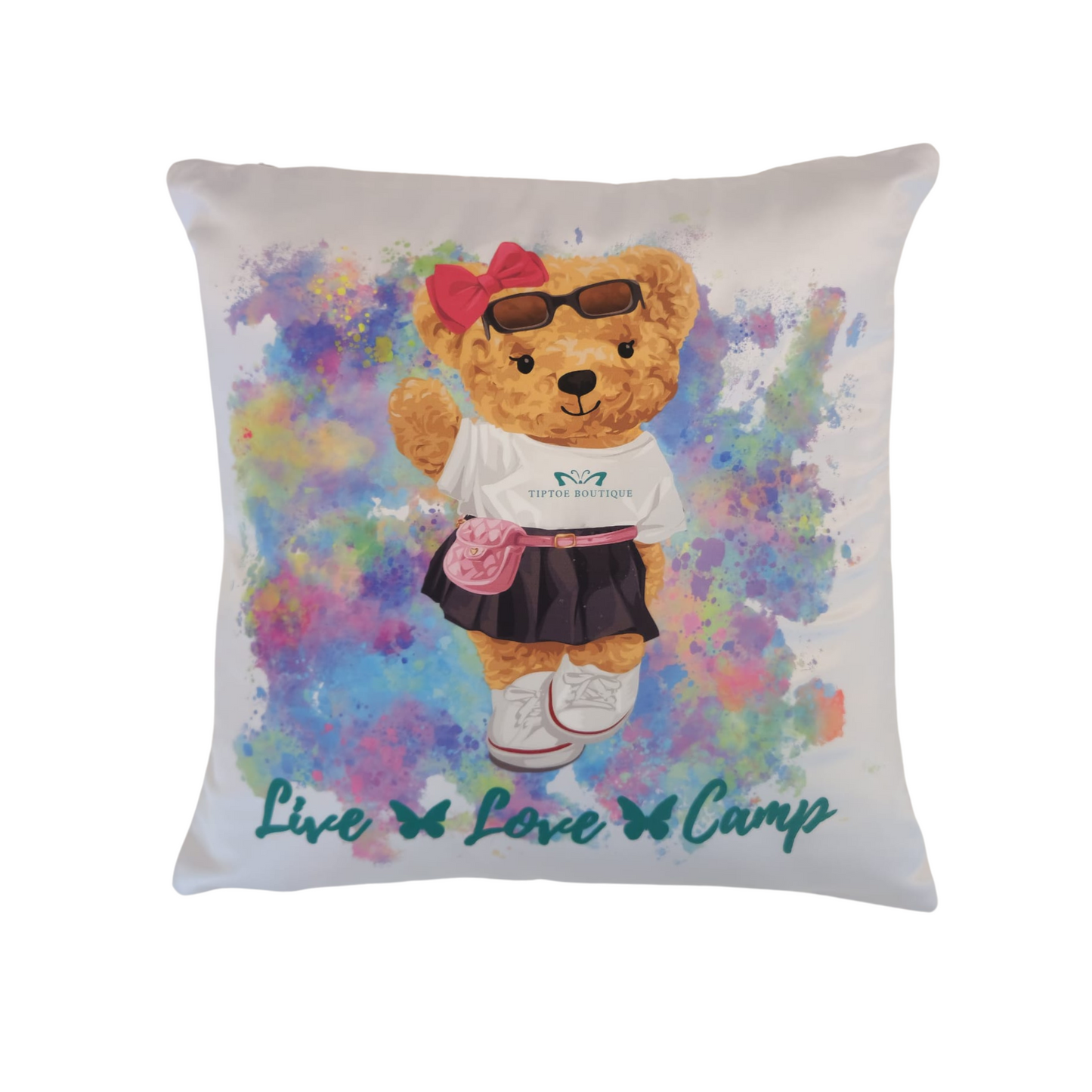 Tiptoe Square Pillow With Logo `Bow & Tennis`