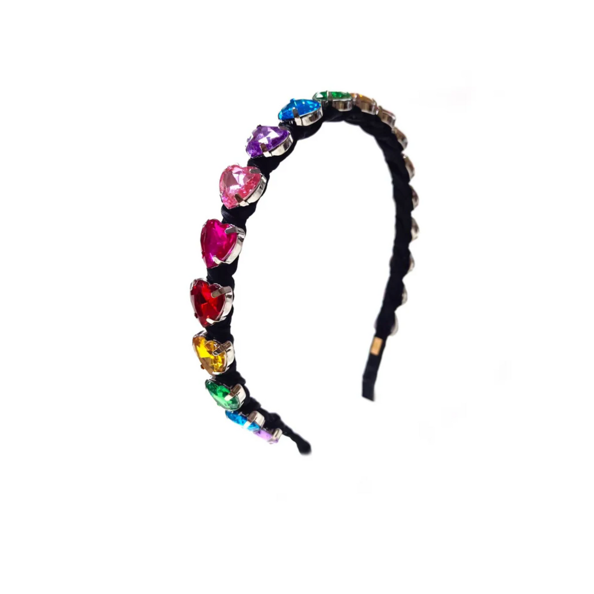 Bari Lynn Thin Jeweled Heart Headband