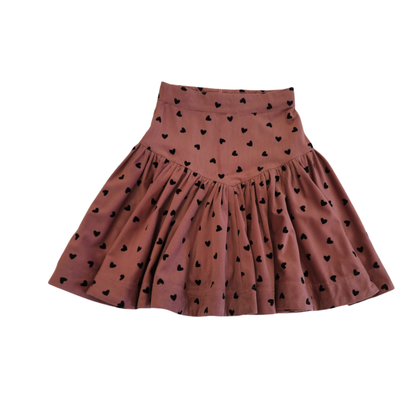 Steph Flocked Heart Cord Skirt