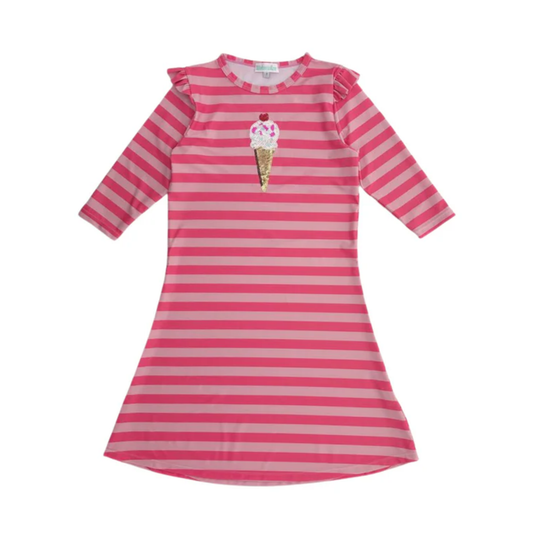 Waterwize Girls Striped Swim Dress With Sequence Ice Cream
