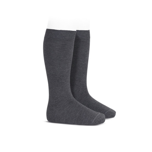 Condor 290 Charcoal Flat Cotton Knee Socks