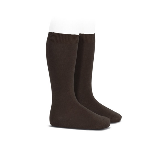 Condor 390 Brown Flat Cotton Knee Socks