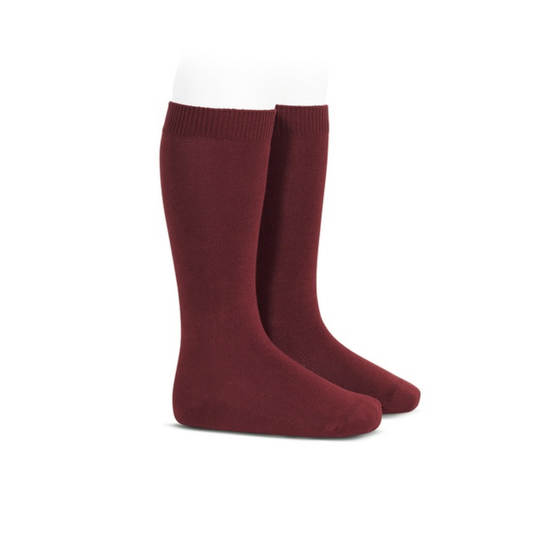 Condor 575 Burgundy Flat Cotton Knee Socks